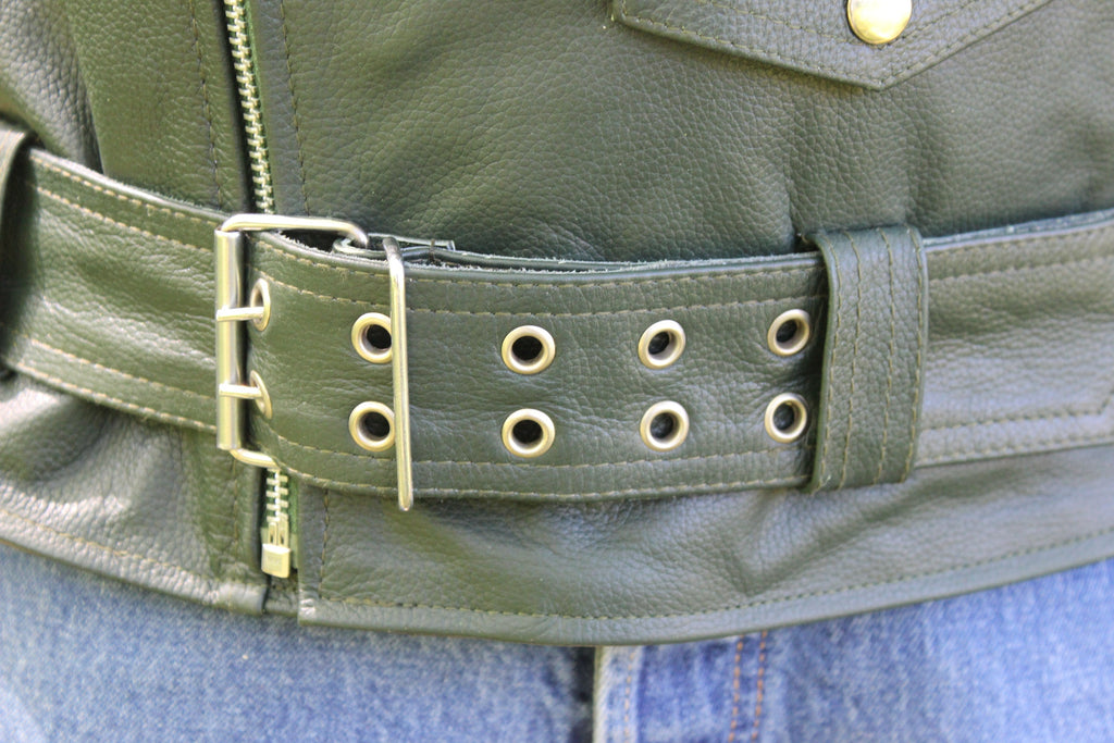 Otter and Fox Leather Biker Jackets in Hunter Green