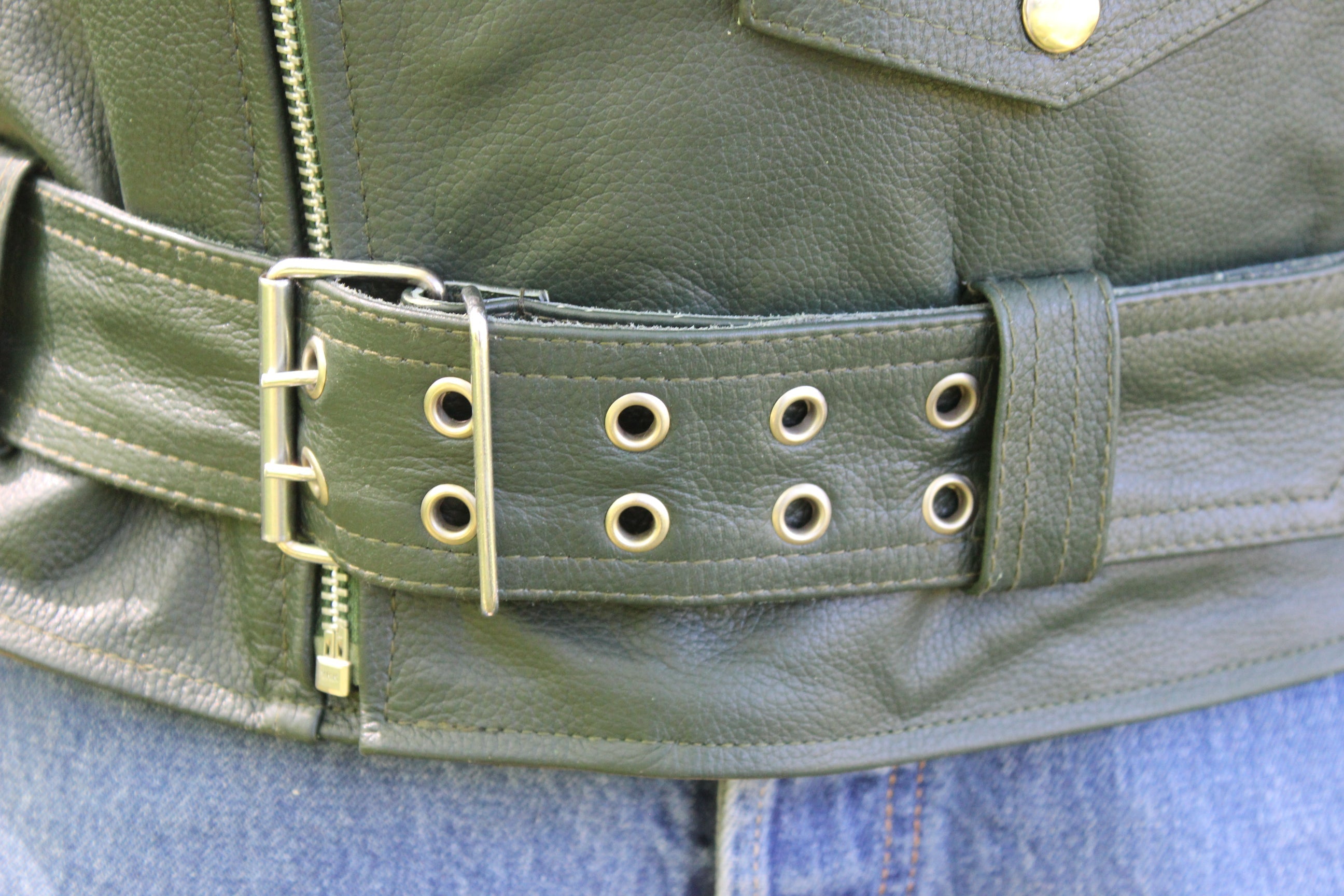 Otter and Fox Leather Biker Jackets in Hunter Green