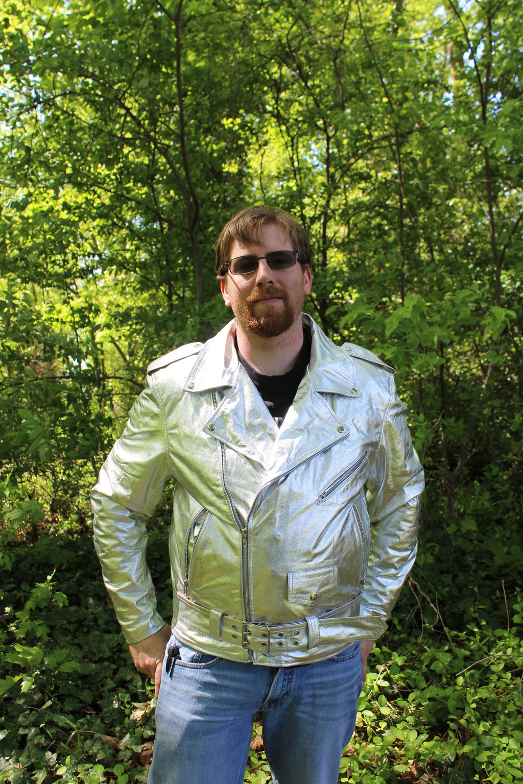 Otter and Fox Leather Biker Jackets in Silver