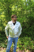 Otter and Fox Leather Biker Jackets in Metallic Gold