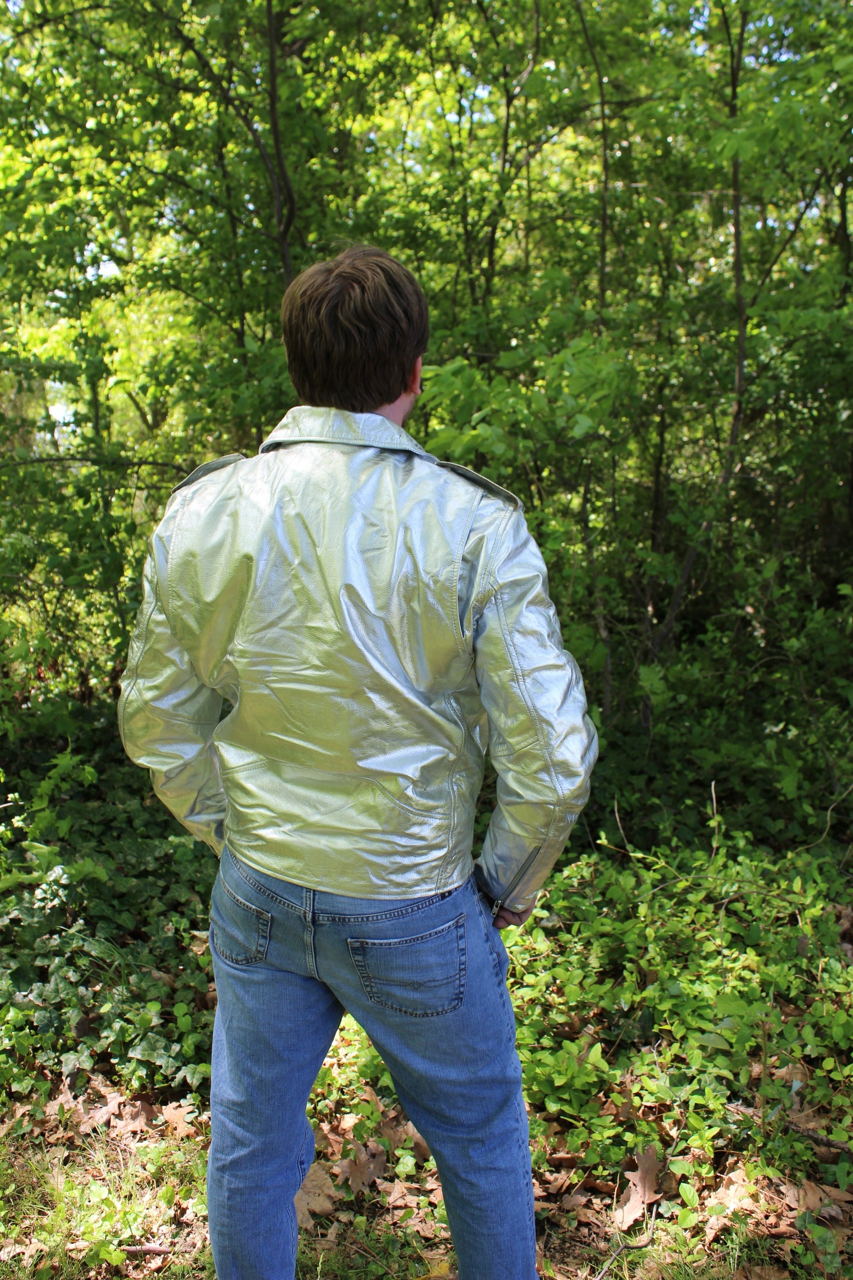 Otter and Fox Leather Biker Jackets in Metallic Gold