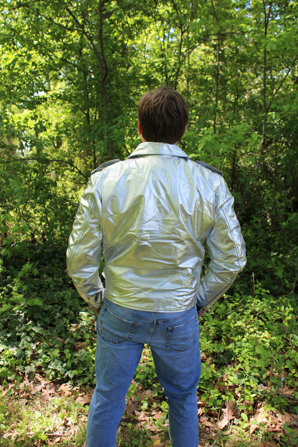 Otter and Fox Leather Biker Jackets in Silver