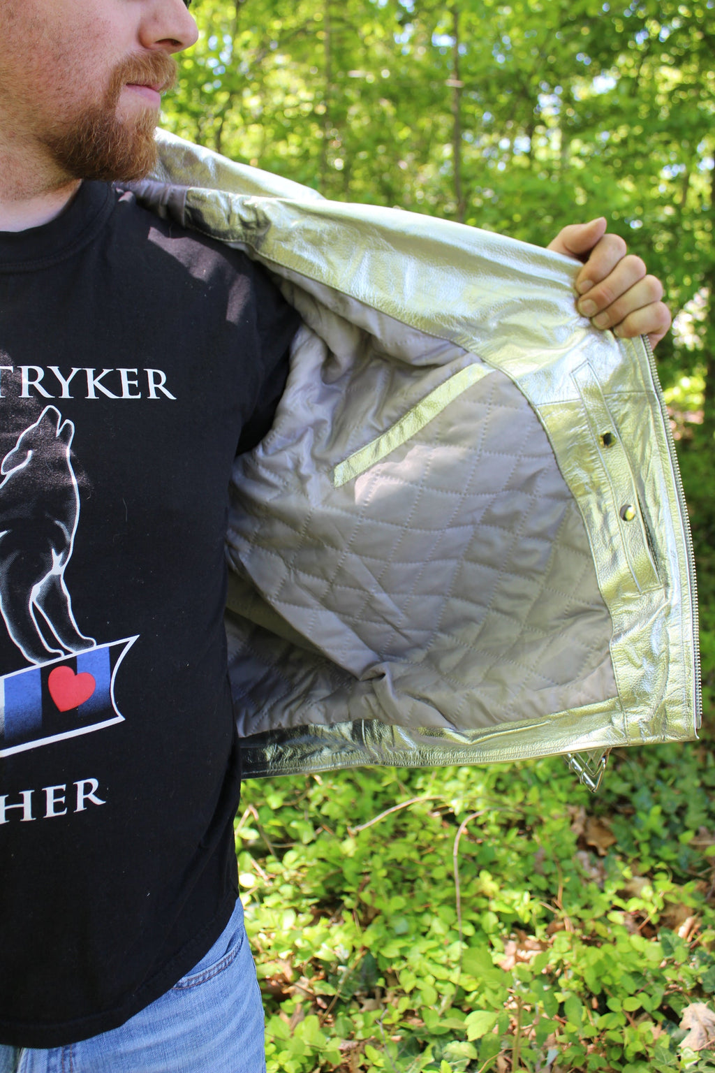 Otter and Fox Leather Biker Jackets in Silver