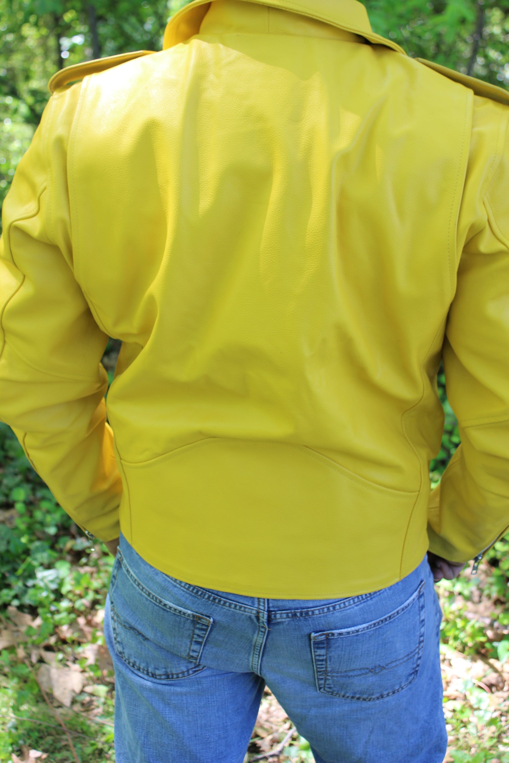 Otter and Fox Leather Biker Jackets in Yellow