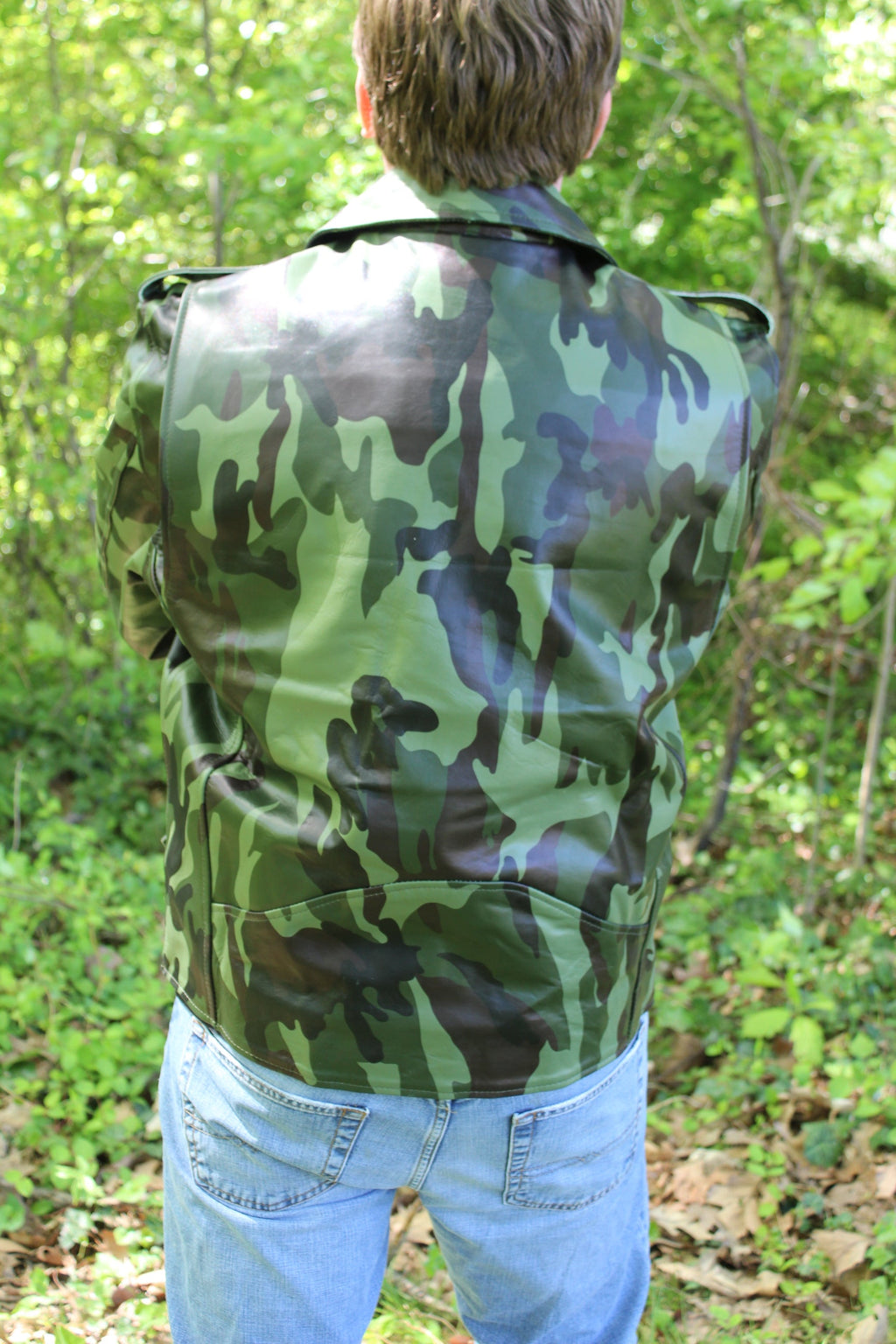 Otter and Fox Leather Biker Jackets in Camo