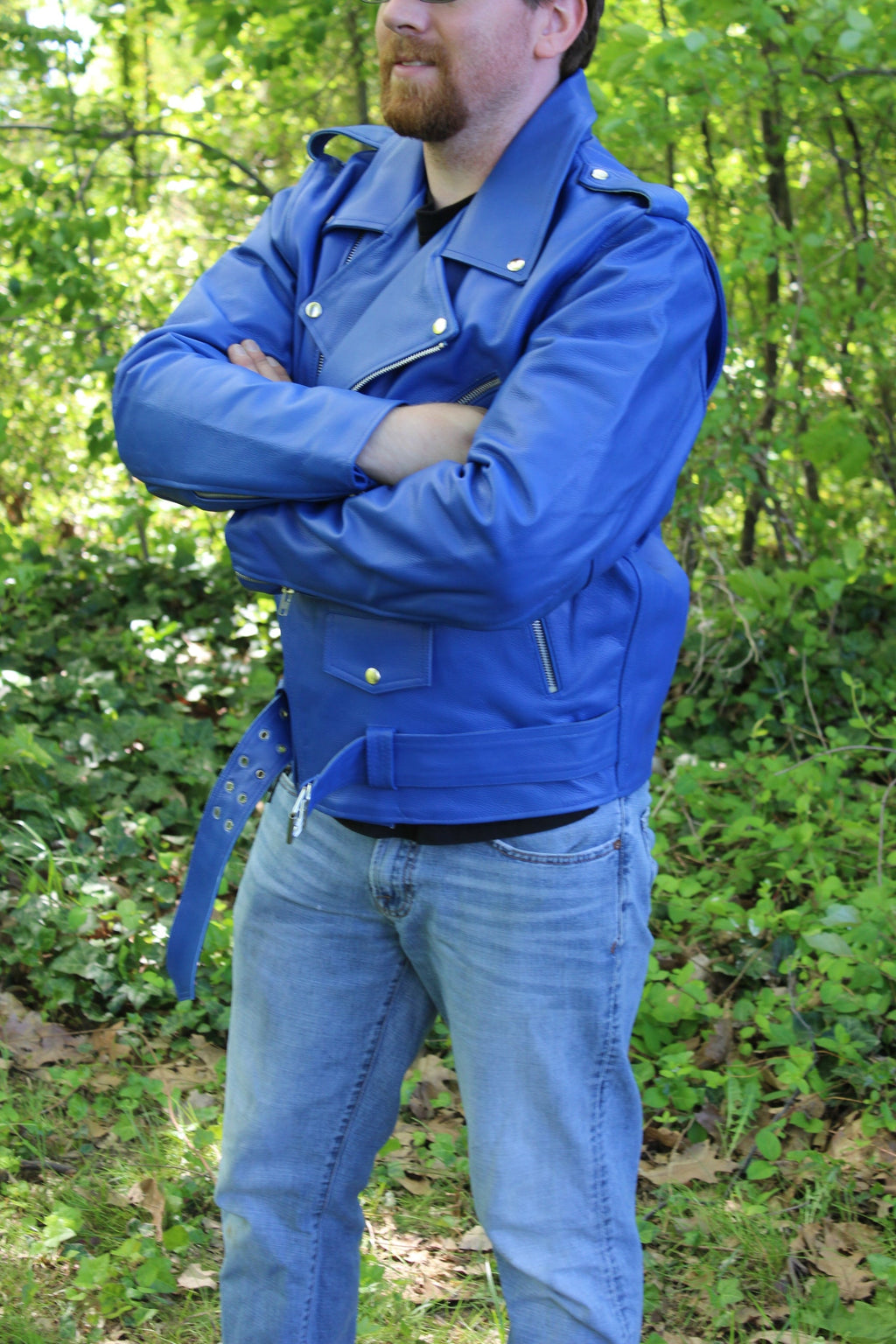 Otter and Fox Leather Biker Jackets in Blue