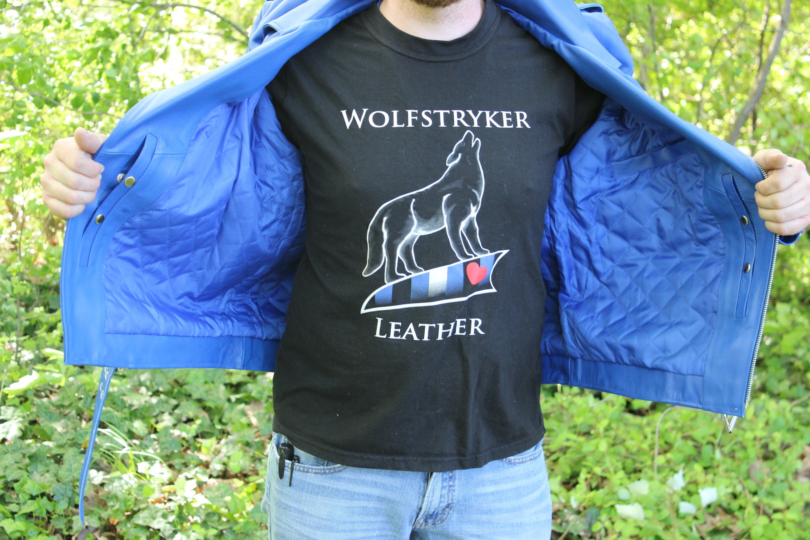 Otter and Fox Leather Biker Jackets in Blue