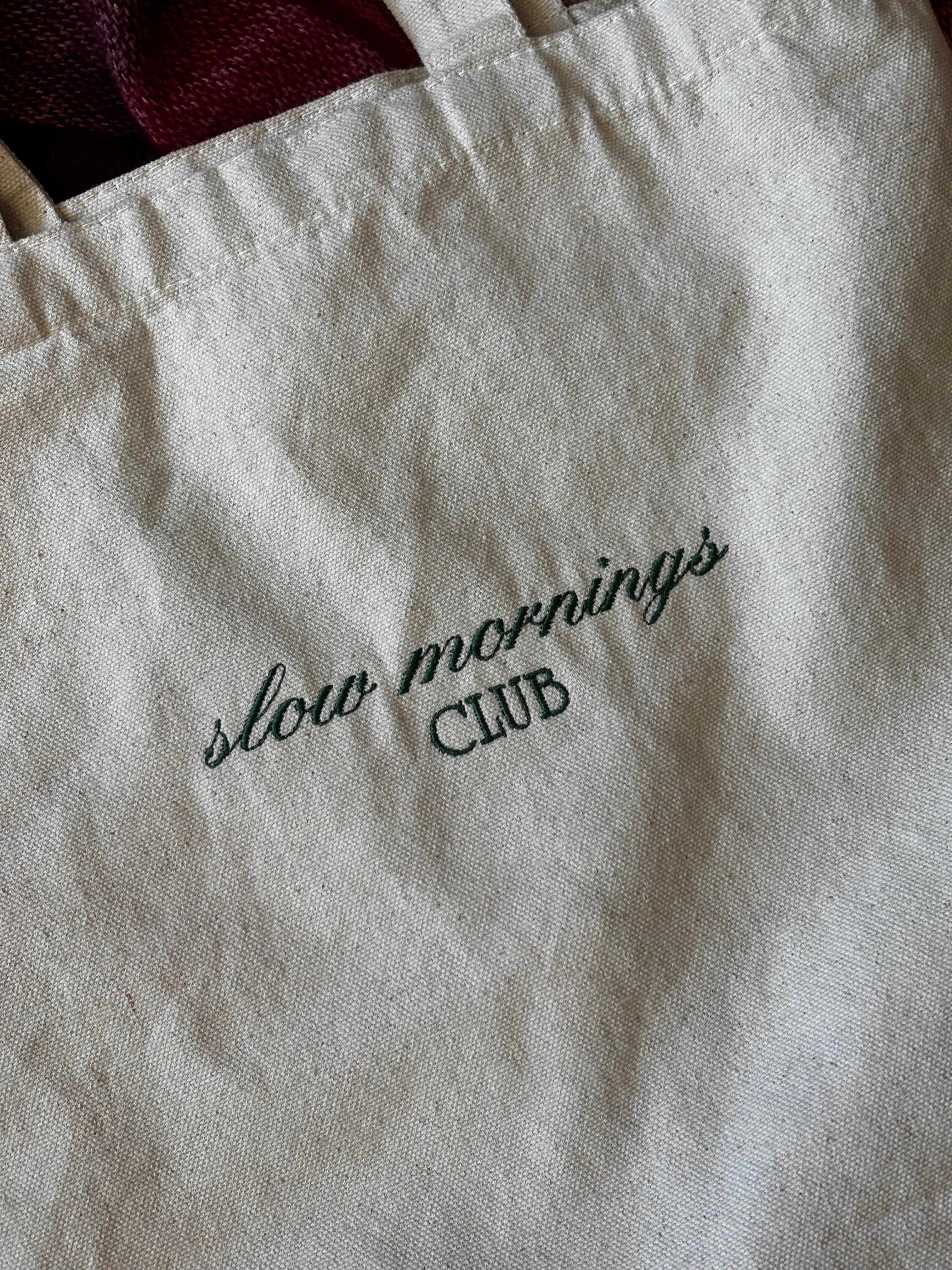 Slow Mornings Club Tote Bag
