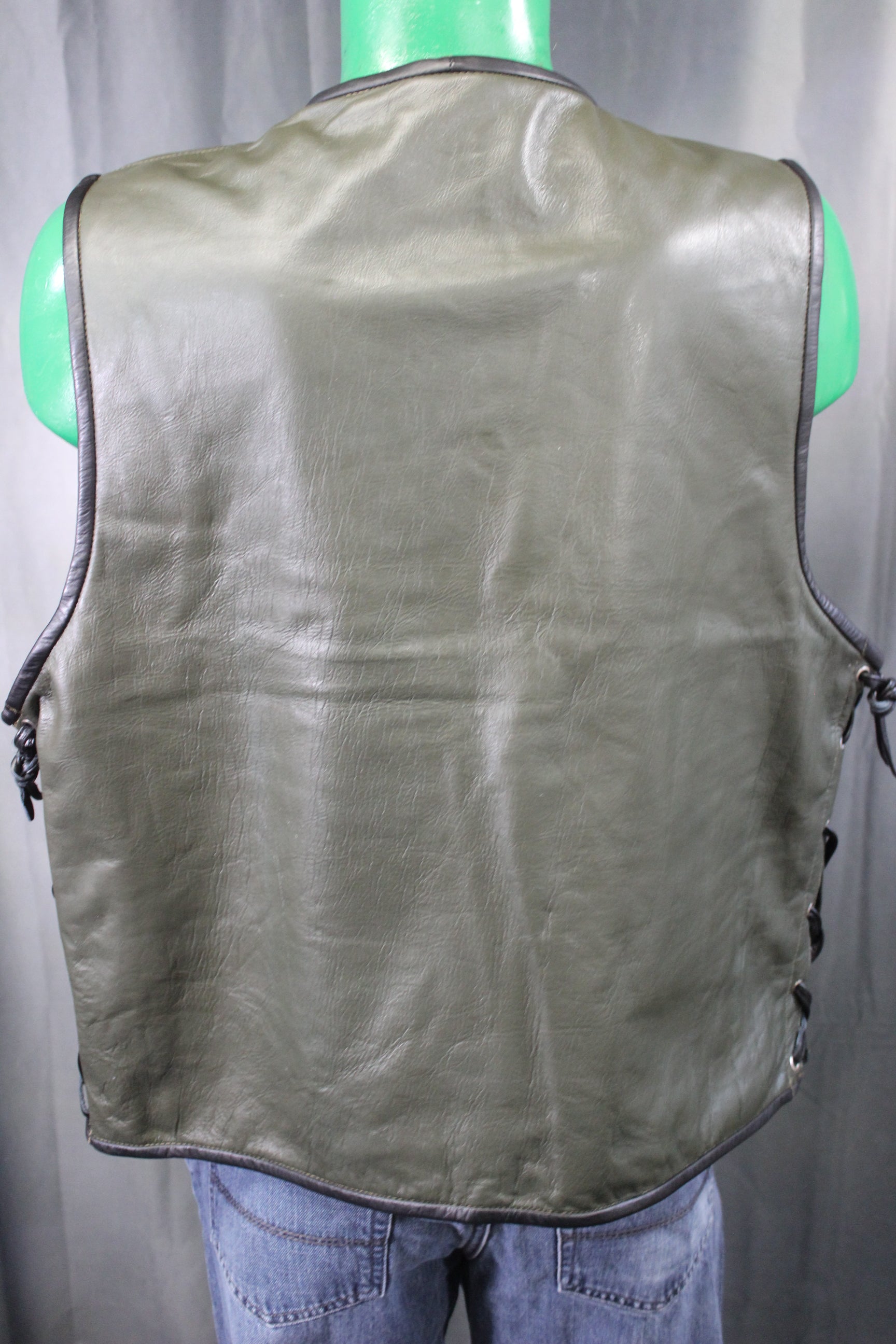 OnF Leather Bar Vest - Hunter Green with Black Highlights