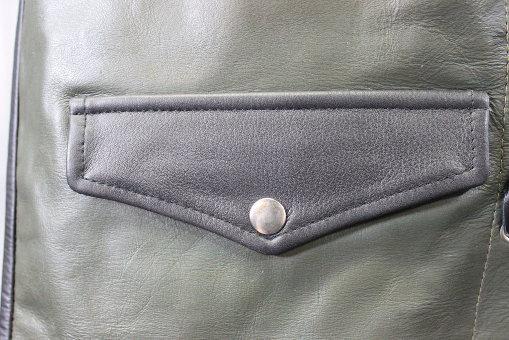 OnF Leather Bar Vest - Hunter Green with Black Highlights