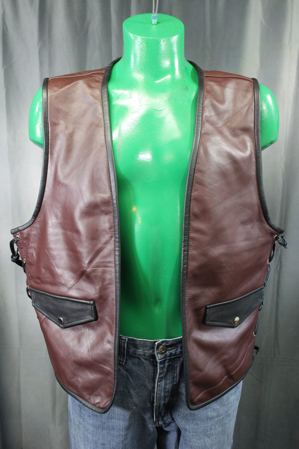 OnF Leather Bar Vest - Brown with Black Highlights