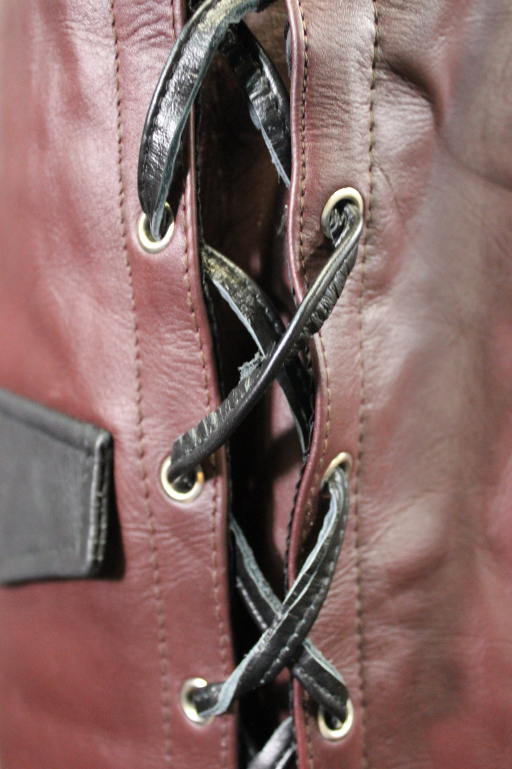 OnF Leather Bar Vest - Brown with Black Highlights