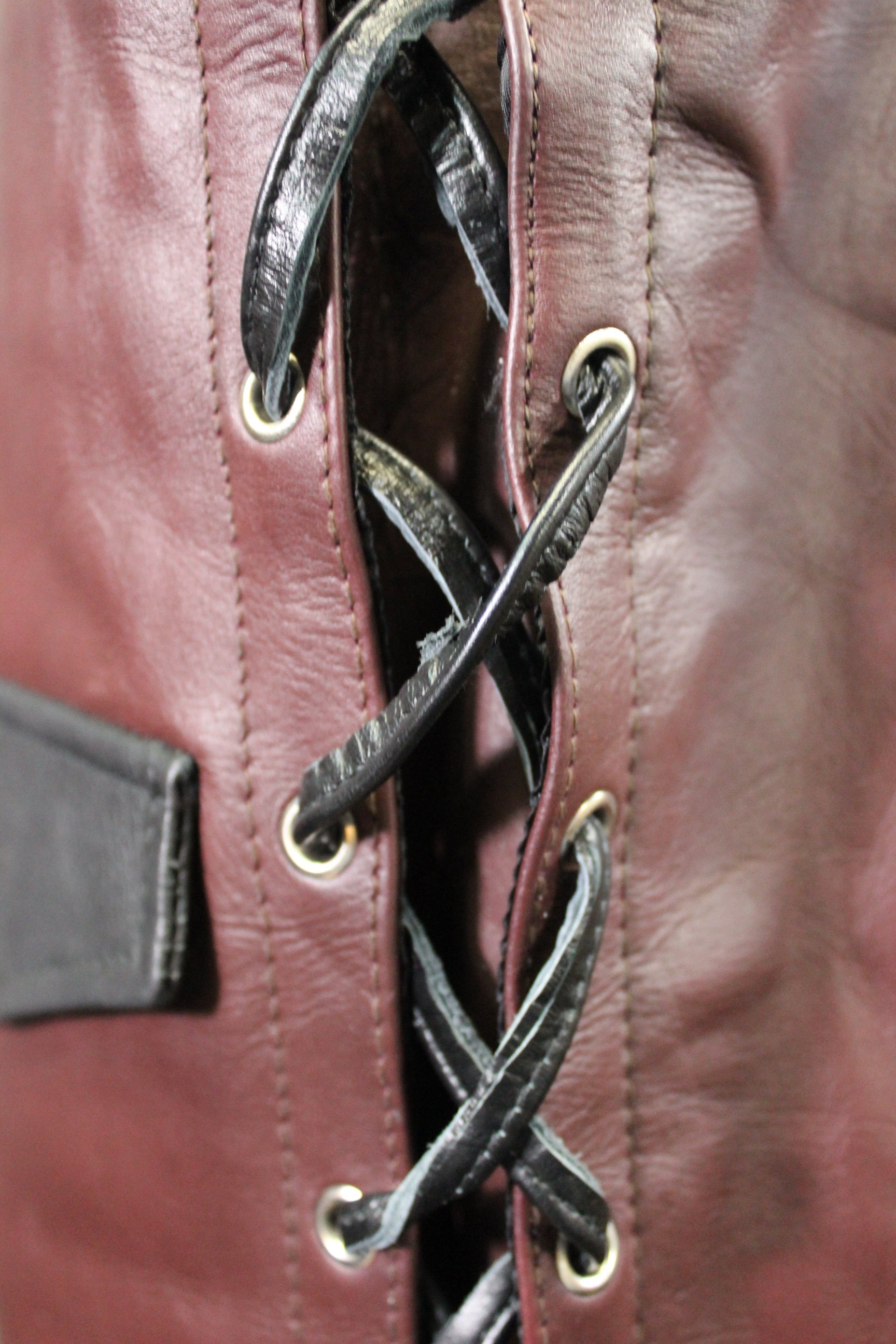 OnF Leather Bar Vest - Brown with Black Highlights