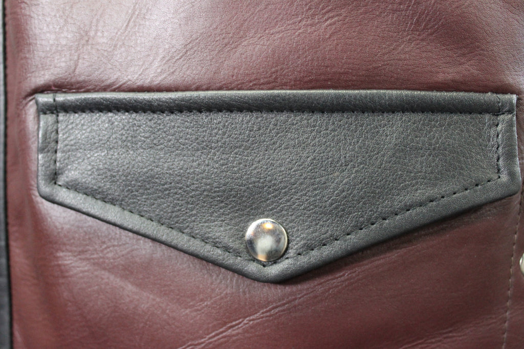 OnF Leather Bar Vest - Brown with Black Highlights