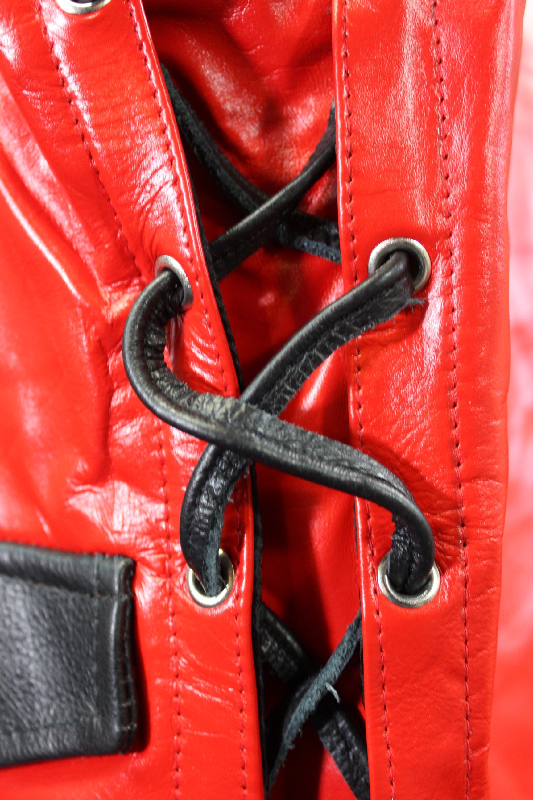 OnF Leather Bar Vest - Red with Black Highlights