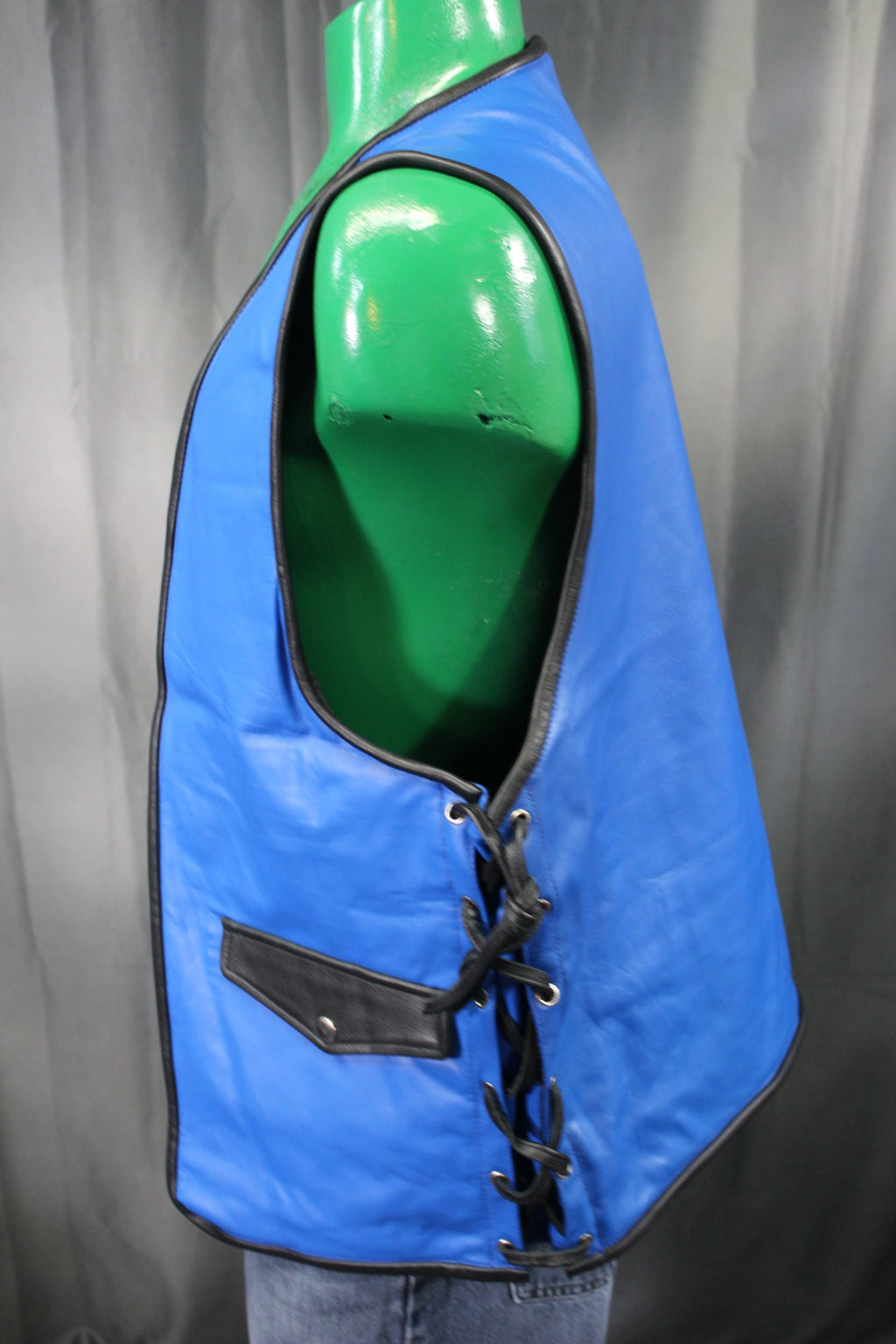 OnF Leather Bar Vest - Blue with Black Highlights