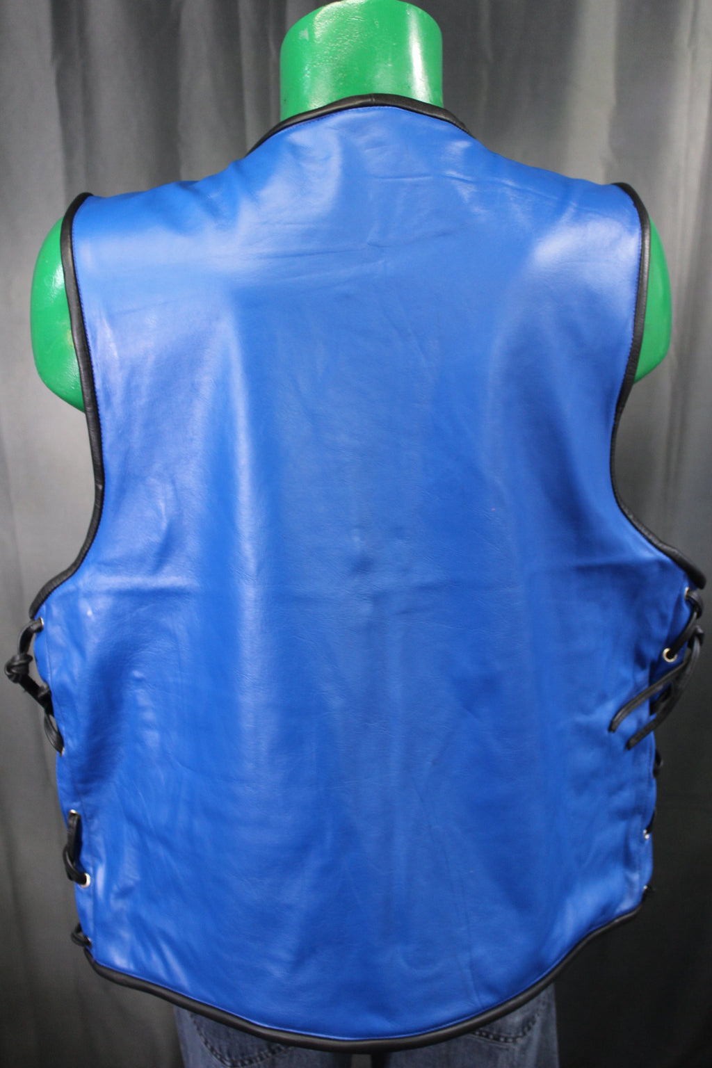 OnF Leather Bar Vest - Blue with Black Highlights