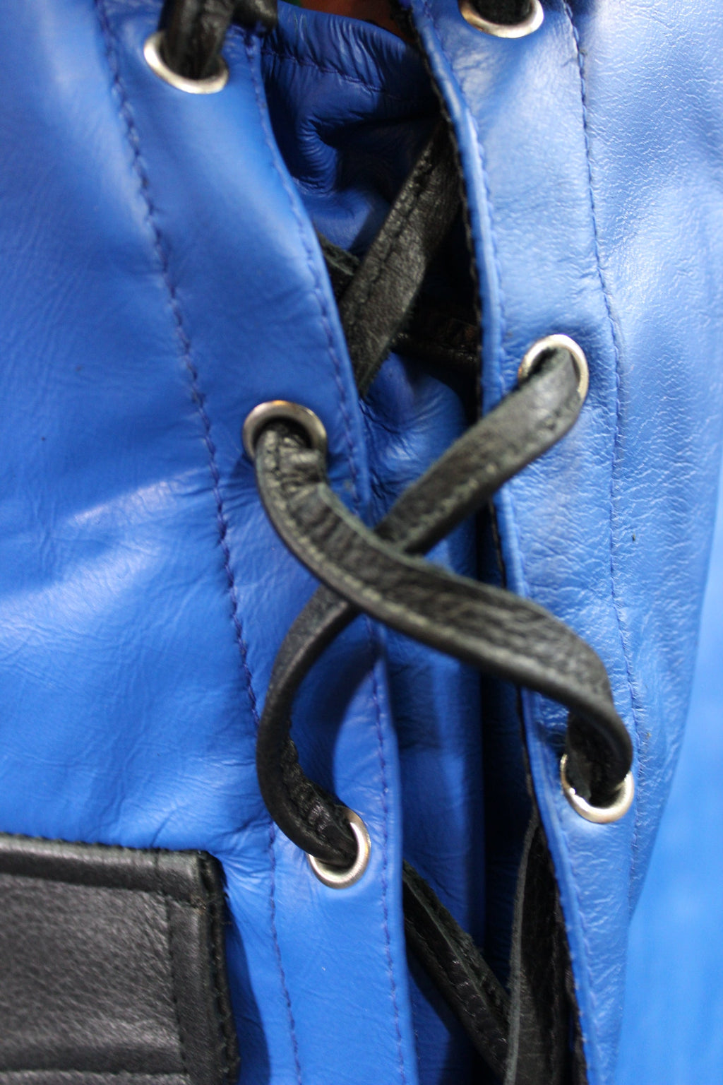 OnF Leather Bar Vest - Blue with Black Highlights