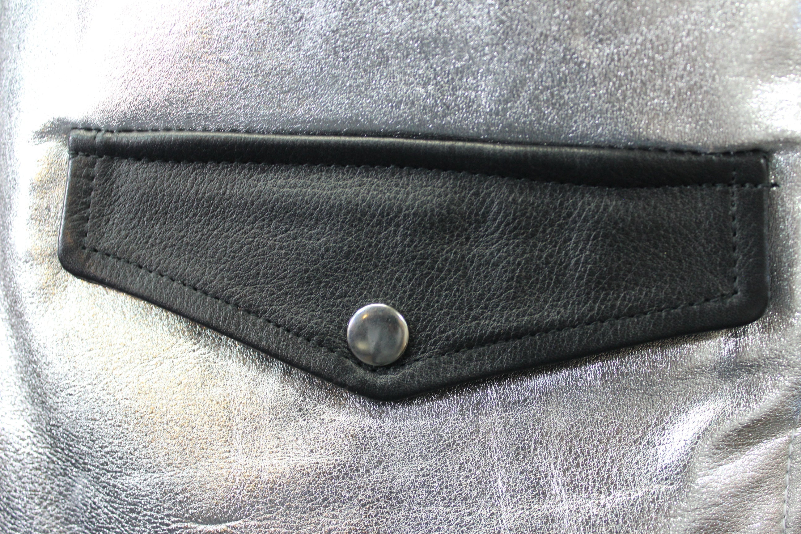 OnF Leather Bar Vest - Silver with Black Highlights