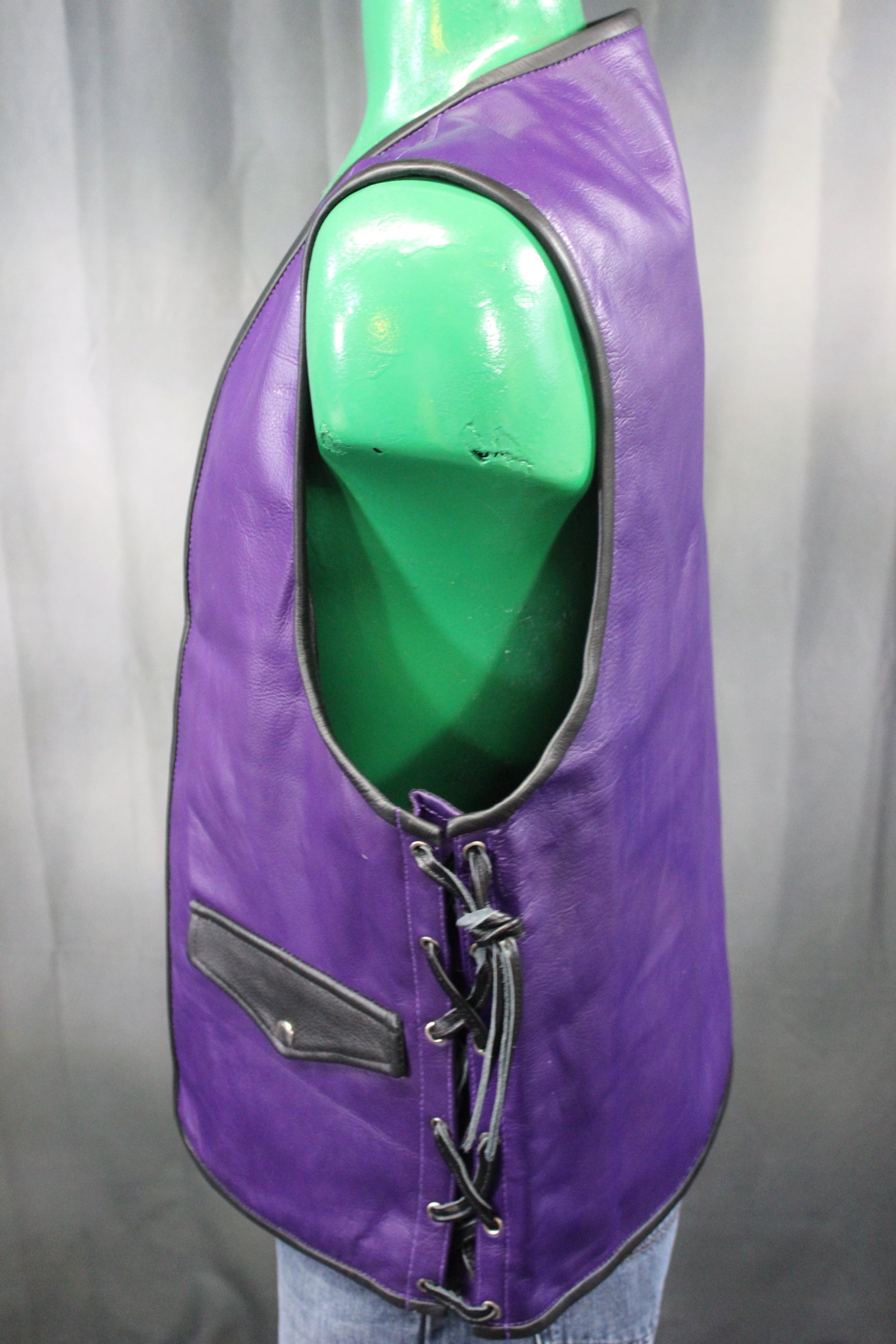 OnF Leather Bar Vest - Purple with Black Highlights