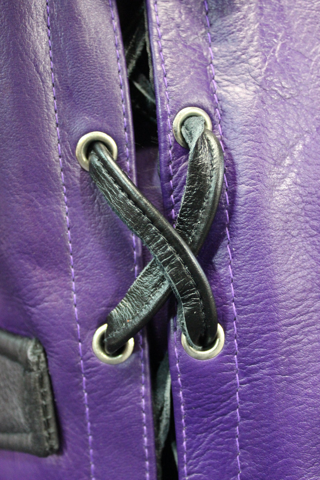 OnF Leather Bar Vest - Purple with Black Highlights
