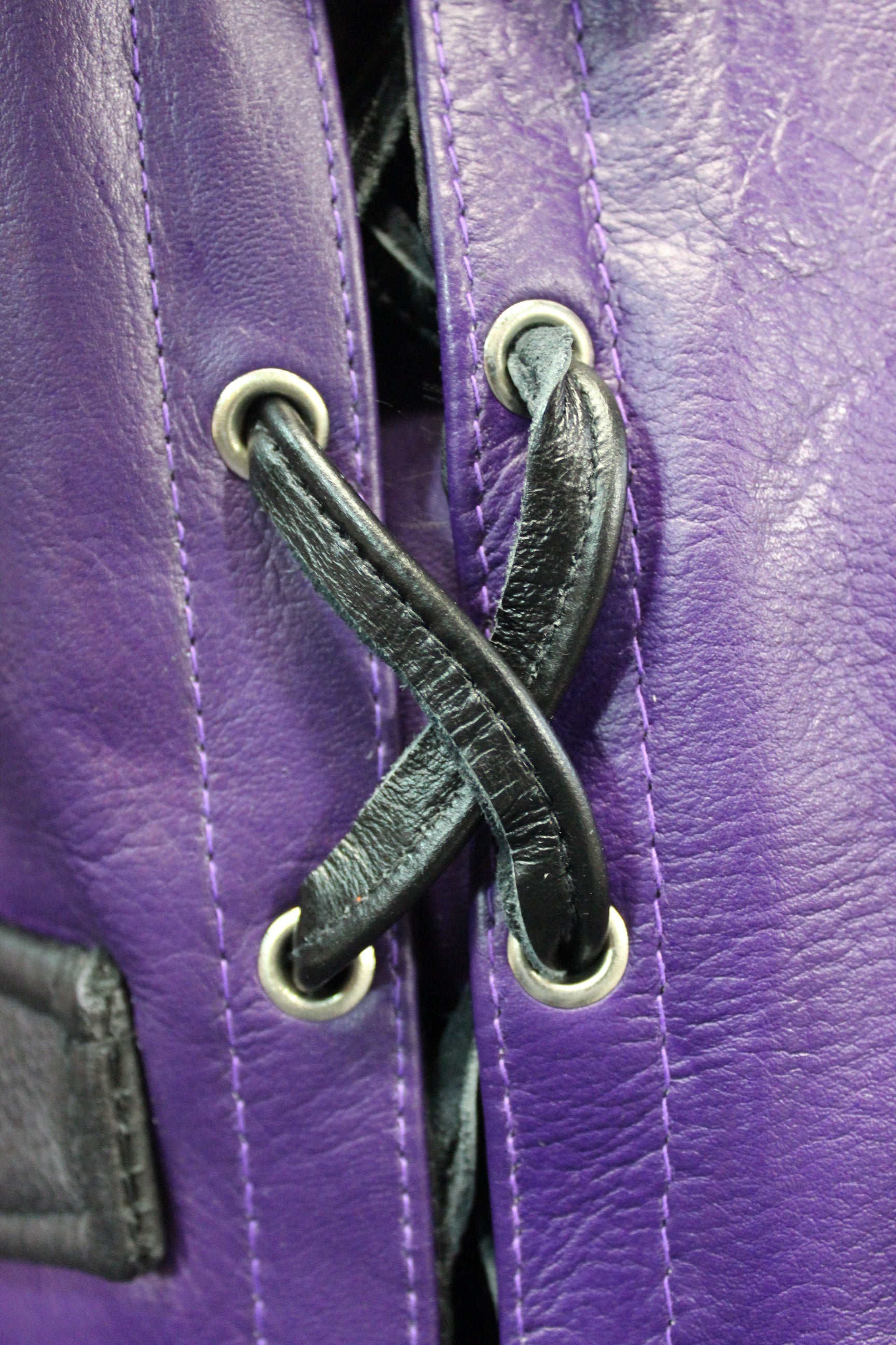 OnF Leather Bar Vest - Purple with Black Highlights