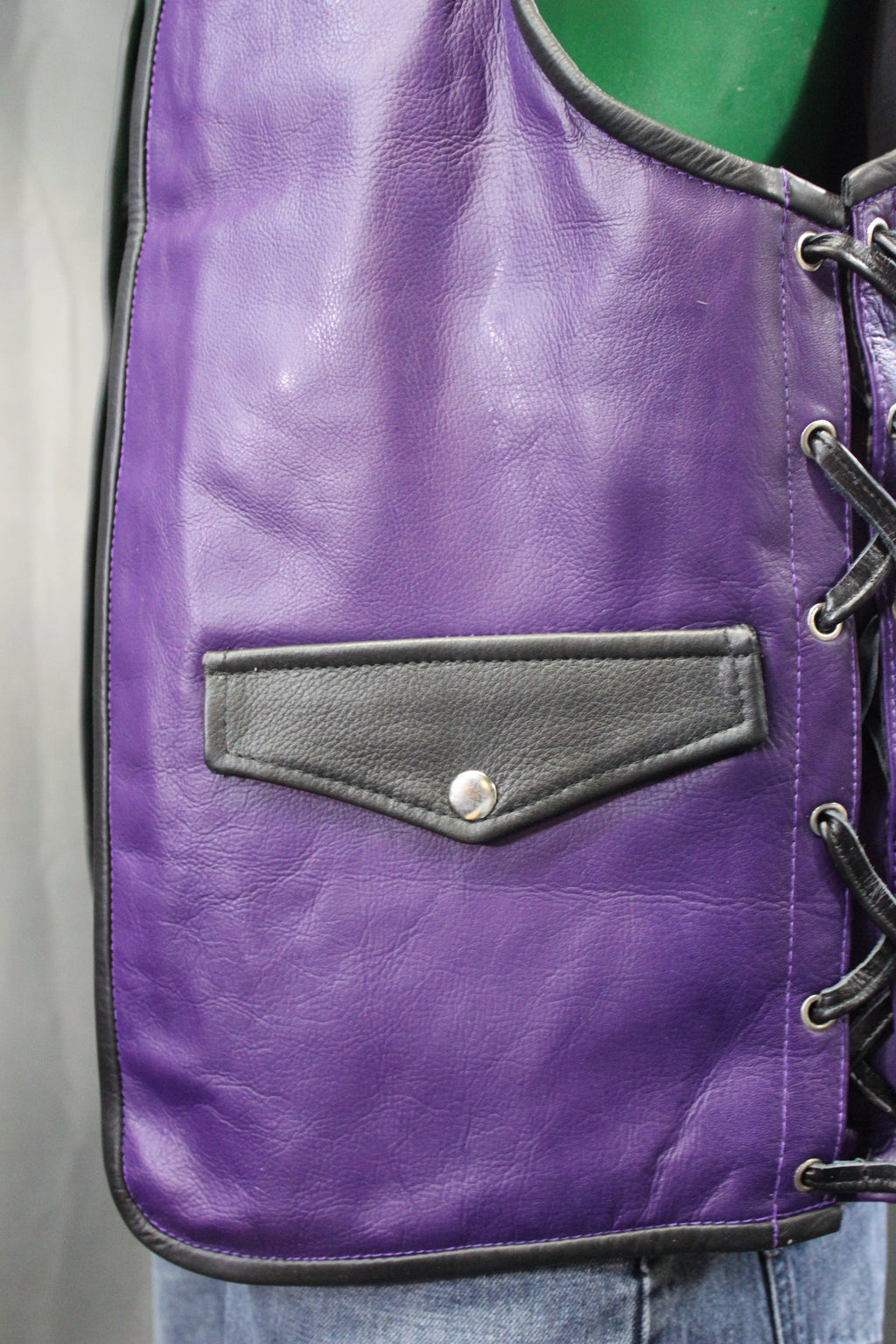 OnF Leather Bar Vest - Purple with Black Highlights