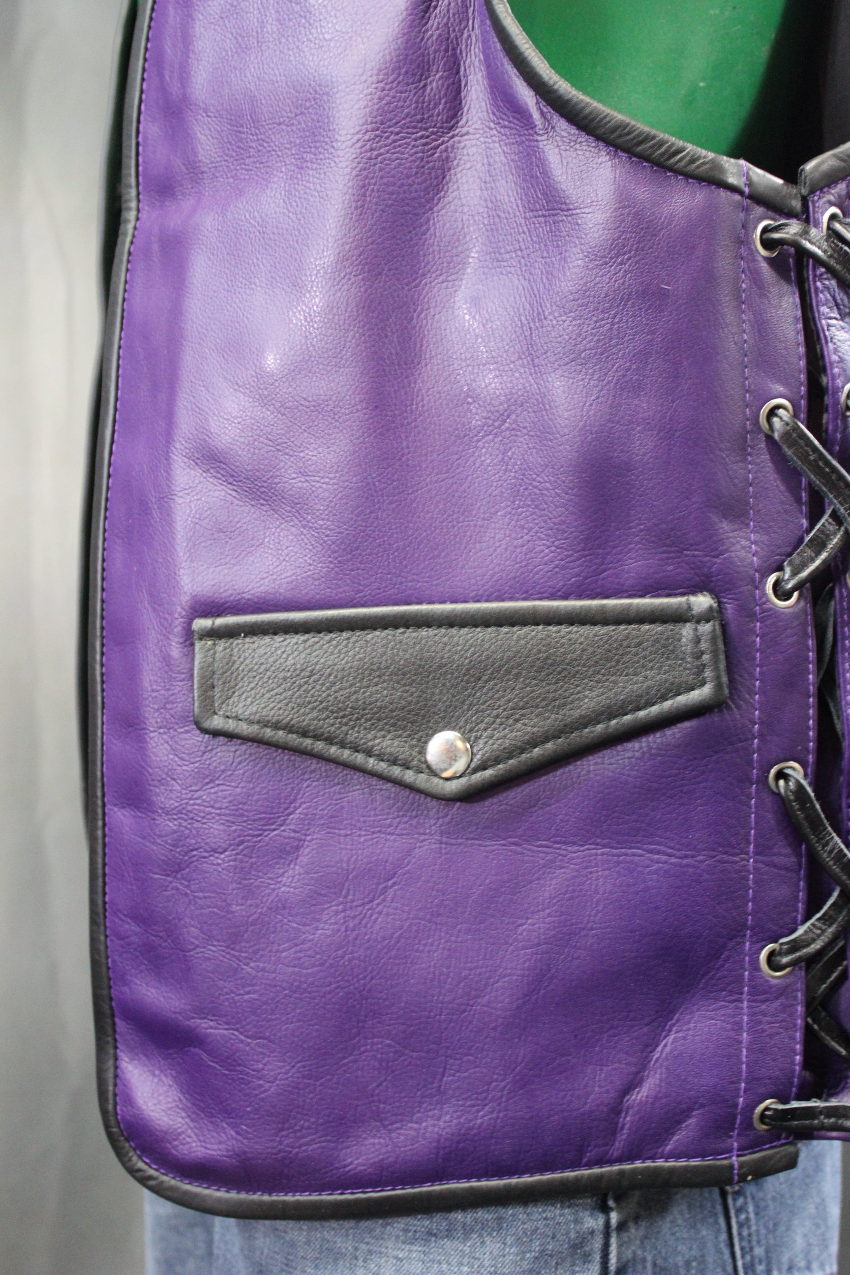 OnF Leather Bar Vest - Purple with Black Highlights