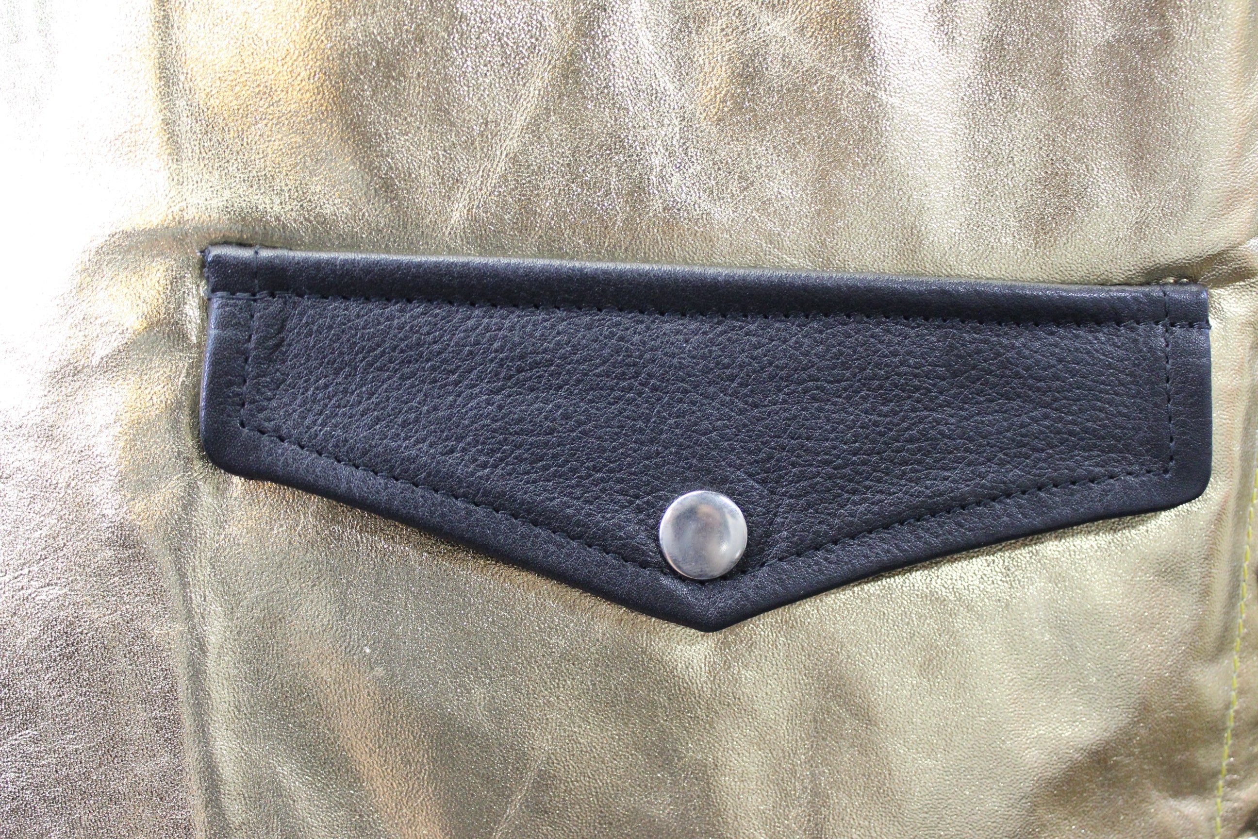 OnF Leather Bar Vest - Gold with Black Highlights