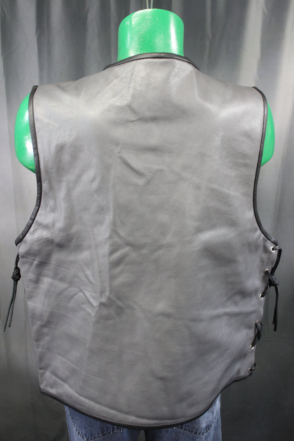 OnF Leather Bar Vest - Grey with Black Highlights