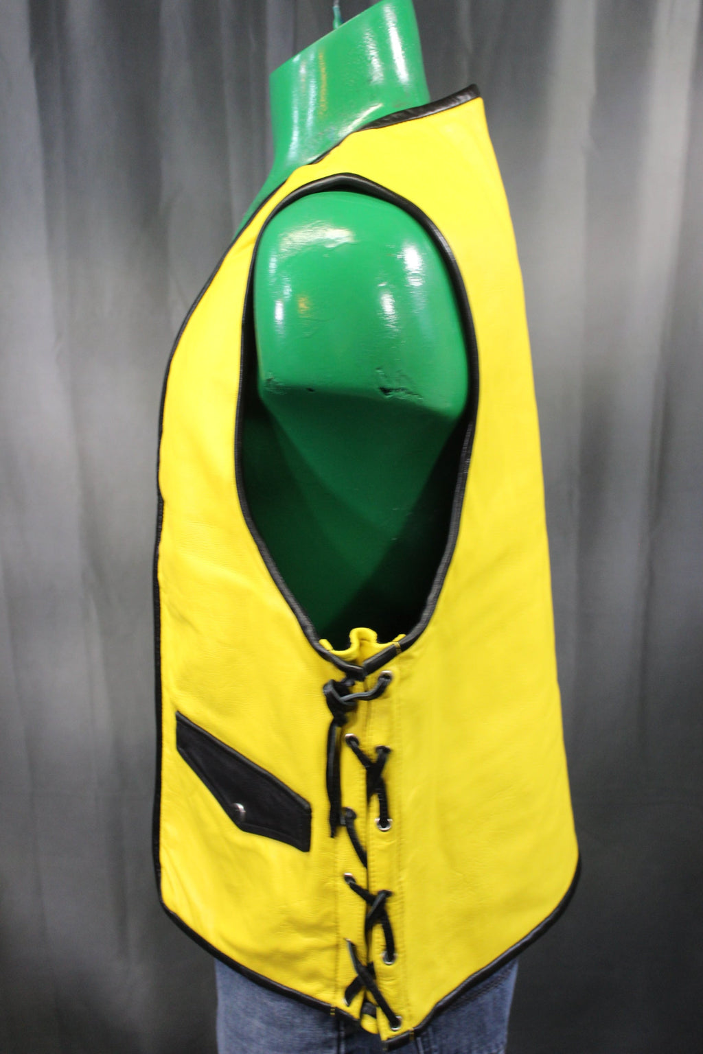 OnF Leather Bar Vest - Yellow with Black Highlights