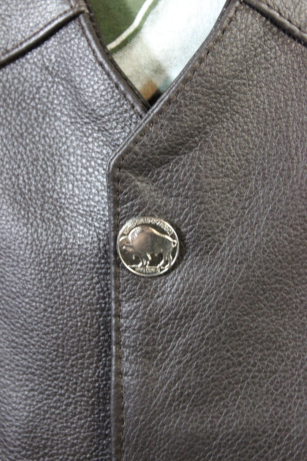 Otter and Fox Bison Leather Western Vest - Dark Brown