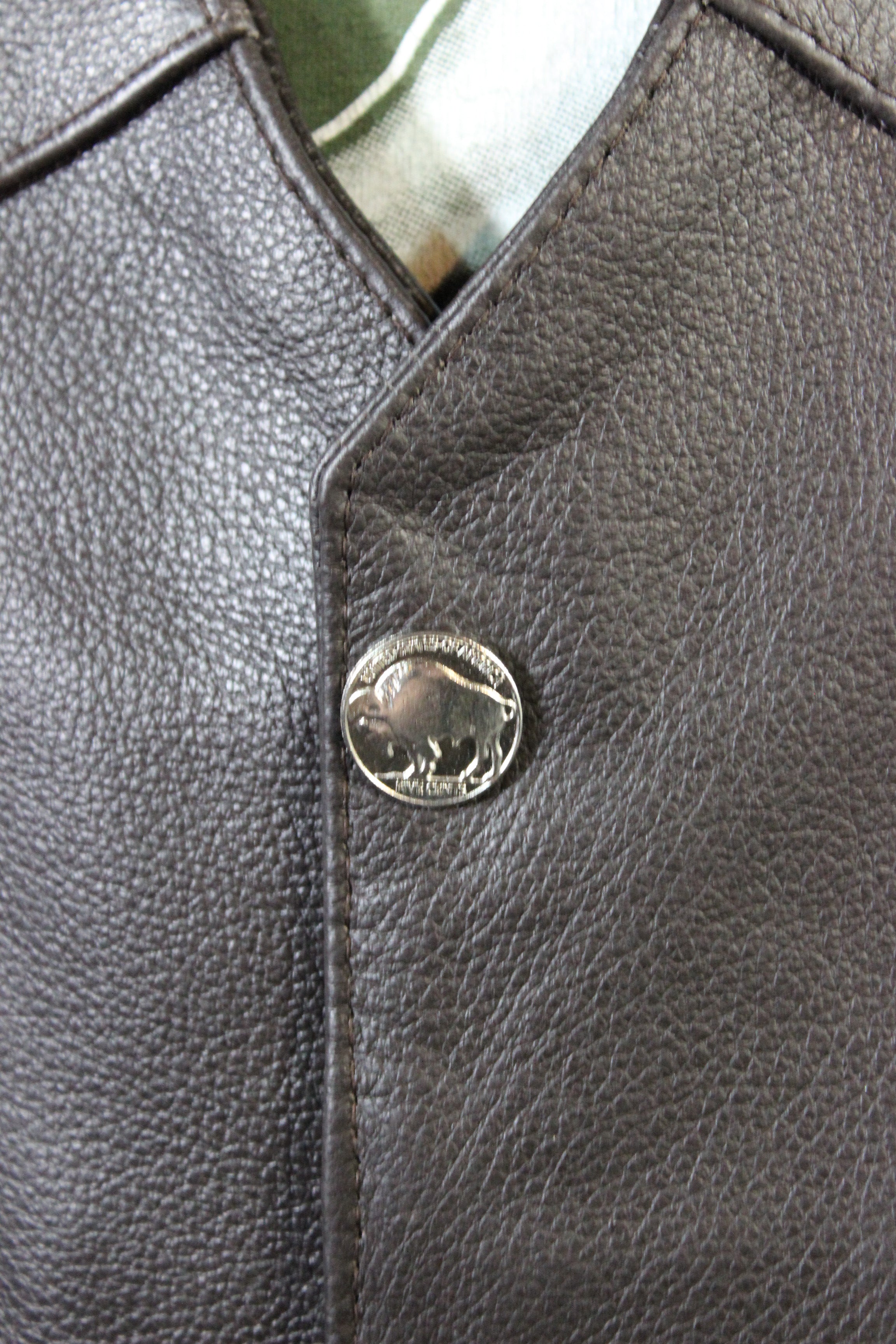 Otter and Fox Bison Leather Western Vest - Dark Brown