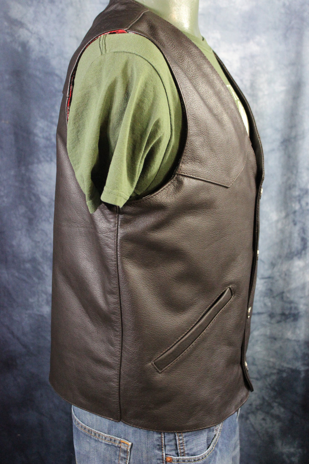 Otter and Fox Bison Leather Western Vest - Dark Brown