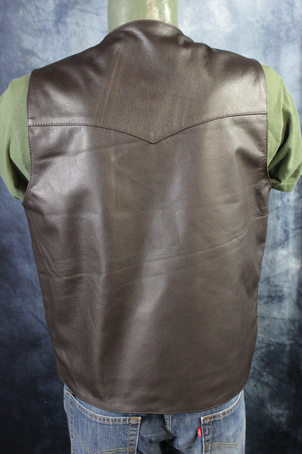 Otter and Fox Bison Leather Western Vest - Dark Brown
