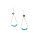 Jazmin turquoise and wood with handmade silver chain fishhook earrings