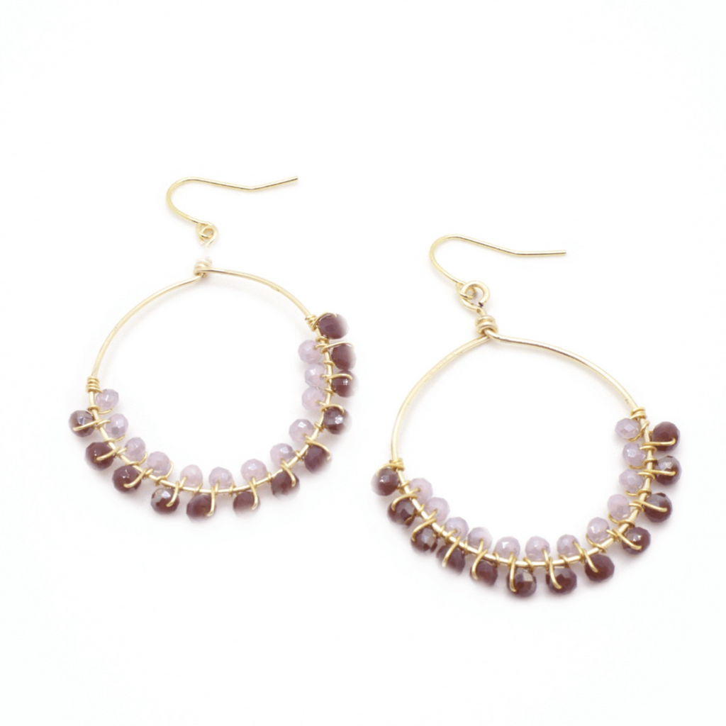 Kidian purple crystal and gold earrings