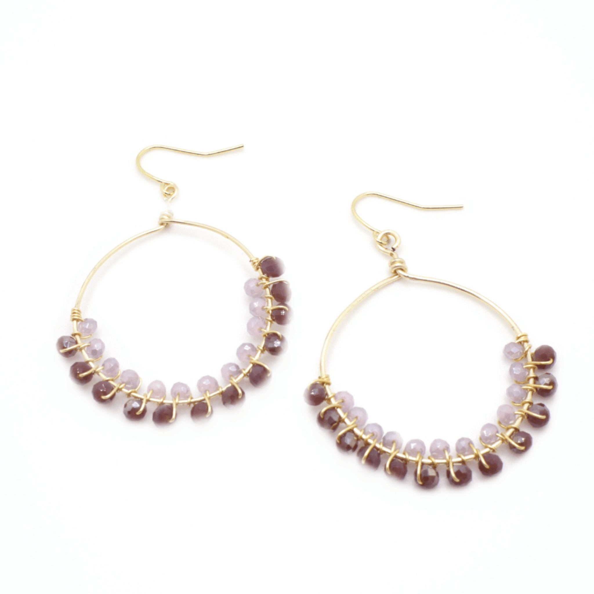 Kidian purple crystal and gold earrings