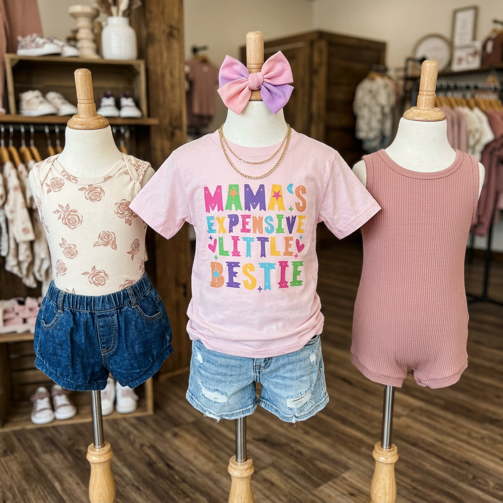 Mama's Expensive Little Bestie Youth & Toddler Graphic Tshirt