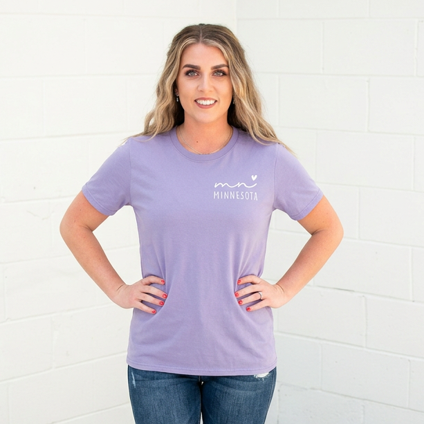 Minnesota Mini Heart Script Adult Graphic Tee