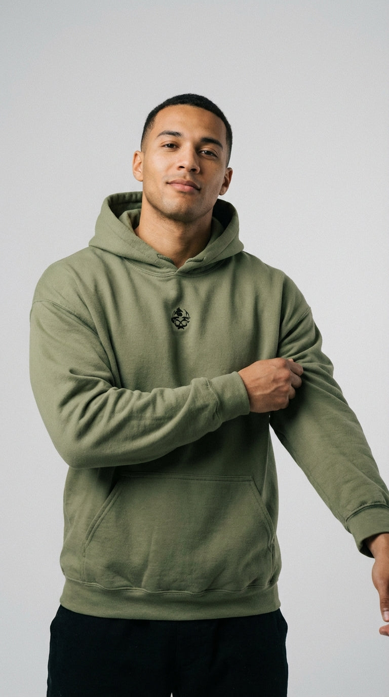 Embroidered Skull Logo Pullover Hoodie