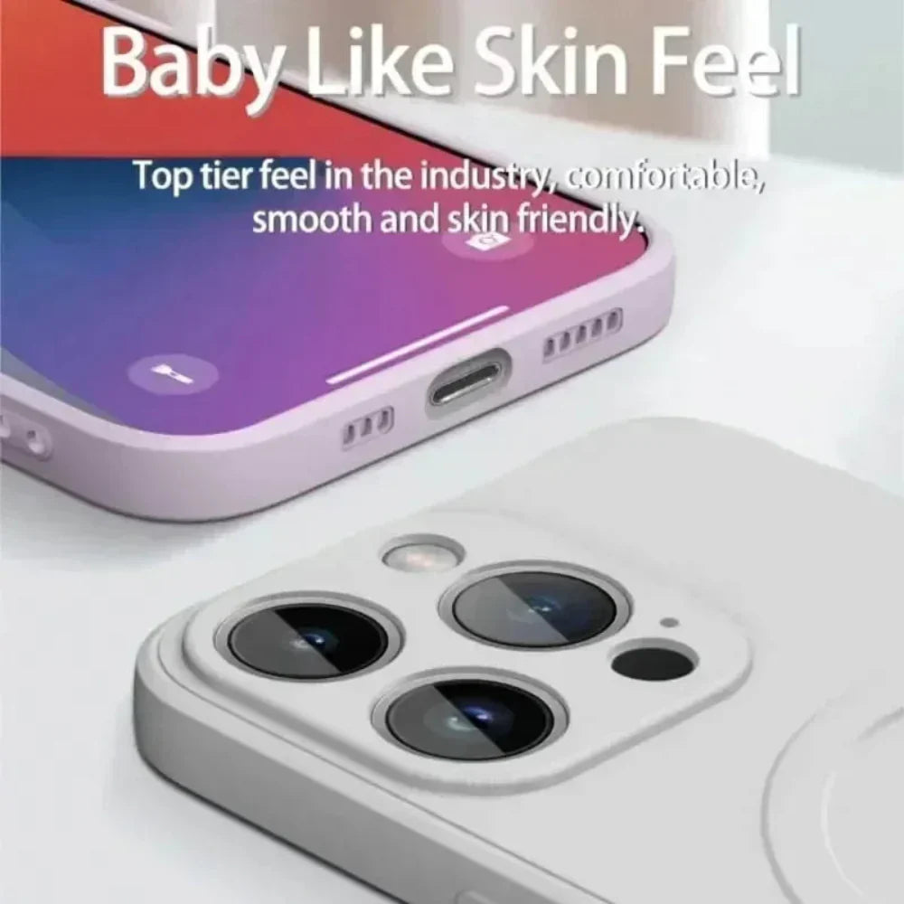 Soft Silicone Magnetic charging compatible case for iPhone 14 to iPhone 17 series