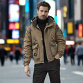 Mens High Collar Zipper Hooded Jacket