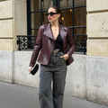 Women's Lapel Collar Vegan Leather Jacket
