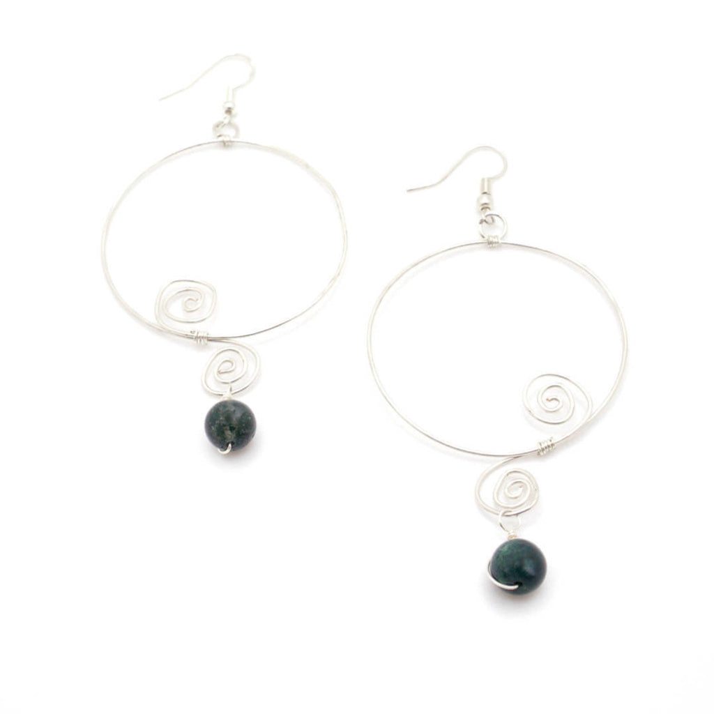 Odalin sterling silver statement earrings with green jade