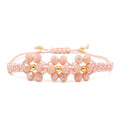 Peach Blossom peach and gold flower crystal adjustable bracelet
