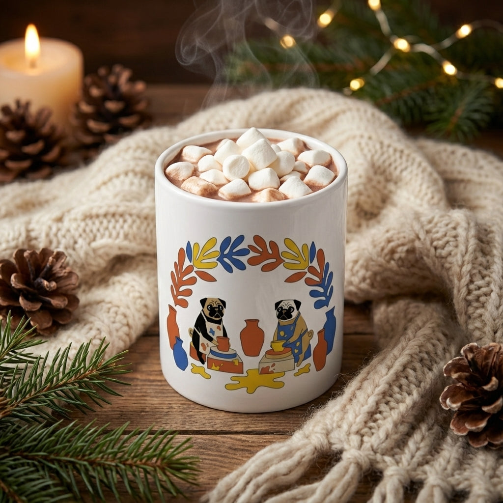 Pottery Studio Pugs - Spinning The Wheel - 15oz Mug