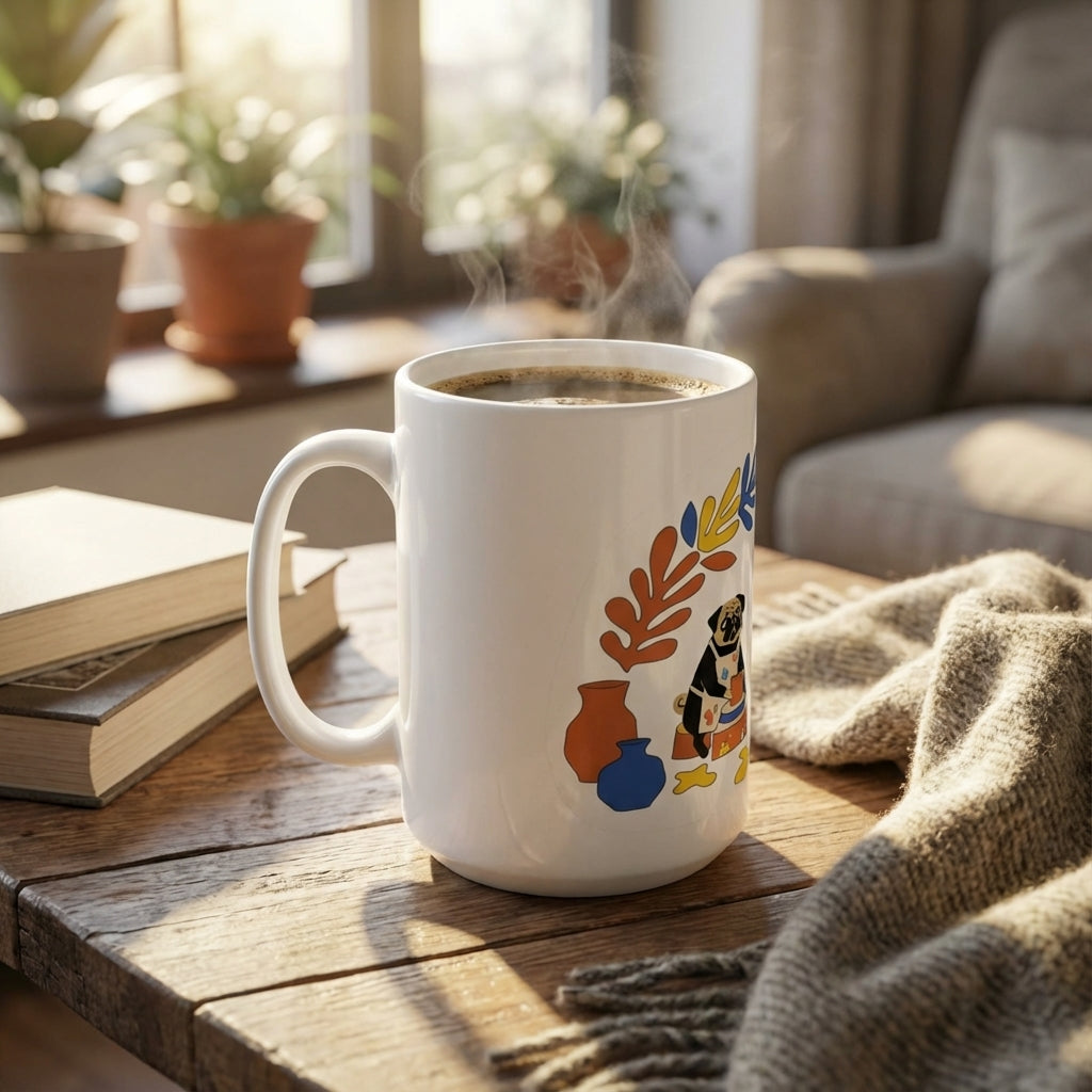 Pottery Studio Pugs - Spinning The Wheel - 15oz Mug