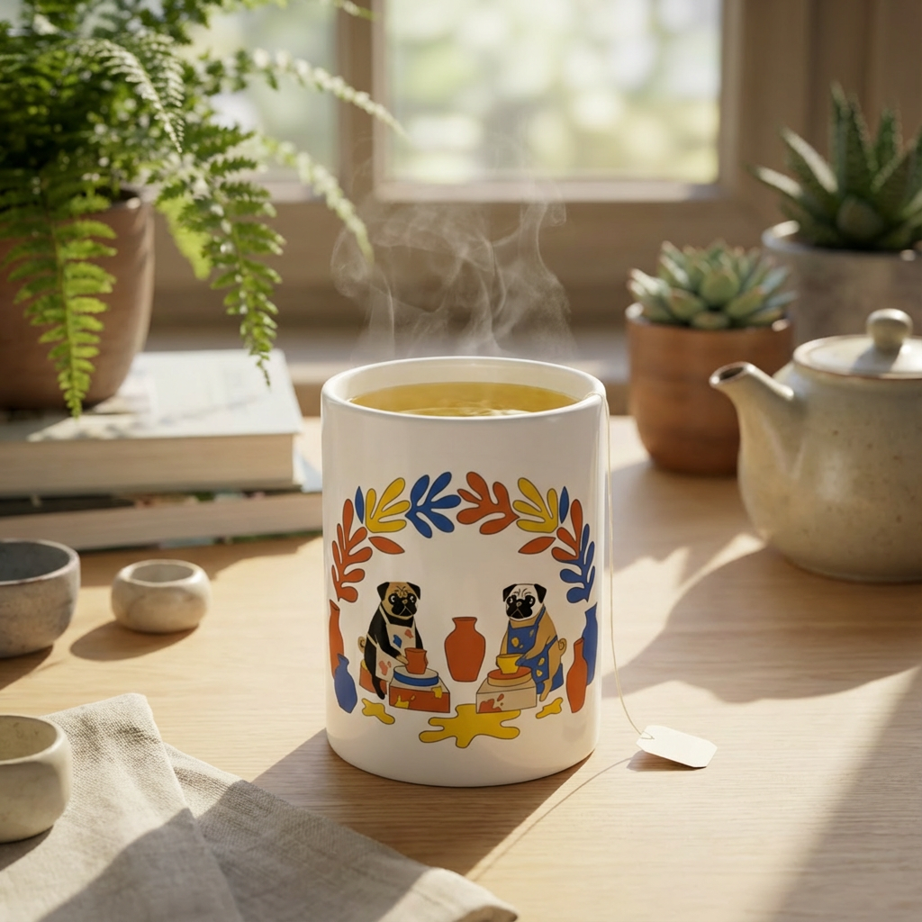 Pottery Studio Pugs - Spinning The Wheel - 15oz Mug