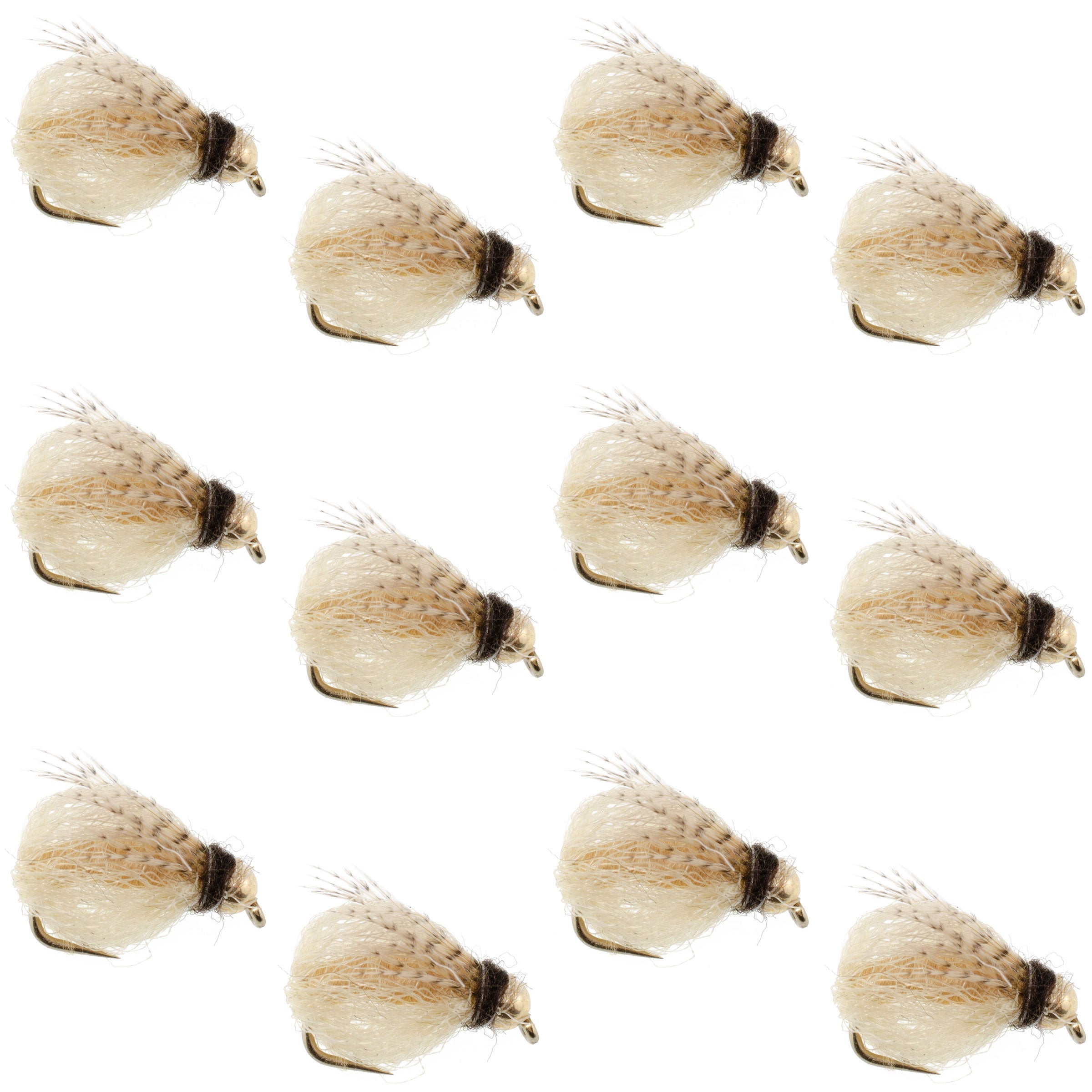 Bead Head LaFontaine Tan Deep Sparkle Caddis Pupa - 12 Flies Size 14